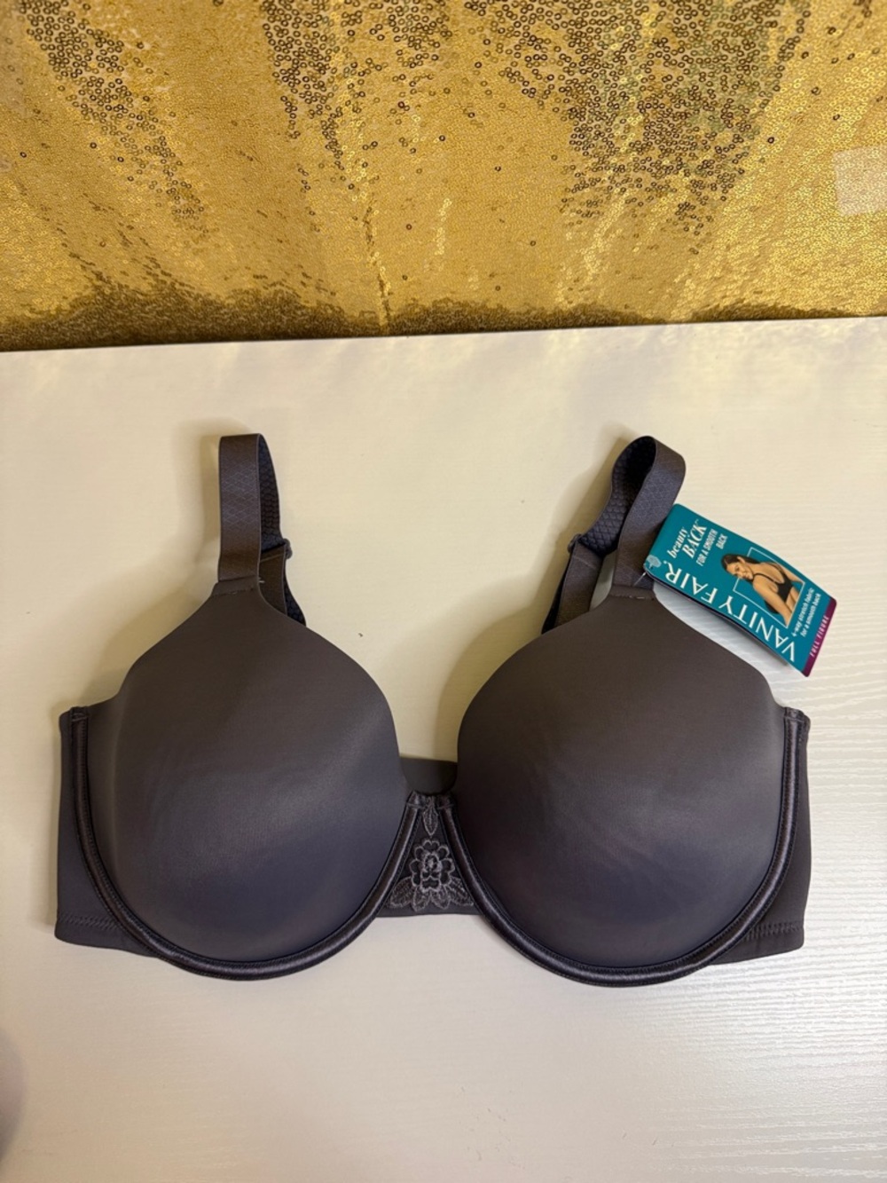 Vanity Fair Beauty Back Full Figure Underwire Bra in Gray  NWT!